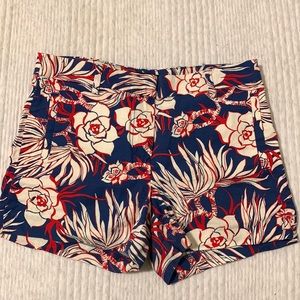 Jcrew floral shorts in red white and blue. Size 4